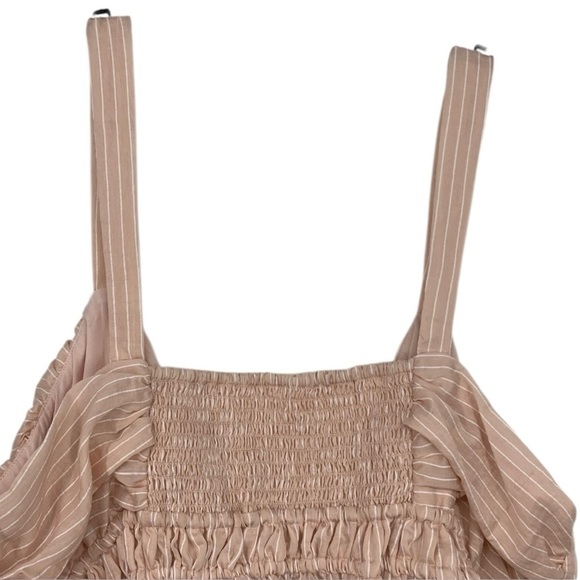 Anthropologie Maeve Tank Top Size 2X NWT Shirred Peplum Pink Stripe Smocked - Picture 5 of 7